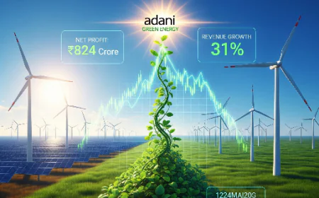 अडानी ग्रीन एनर्जी का शानदार Q1: ₹824 करोड़ का शुद्ध लाभ, राजस्व में 31% की वृद्धि