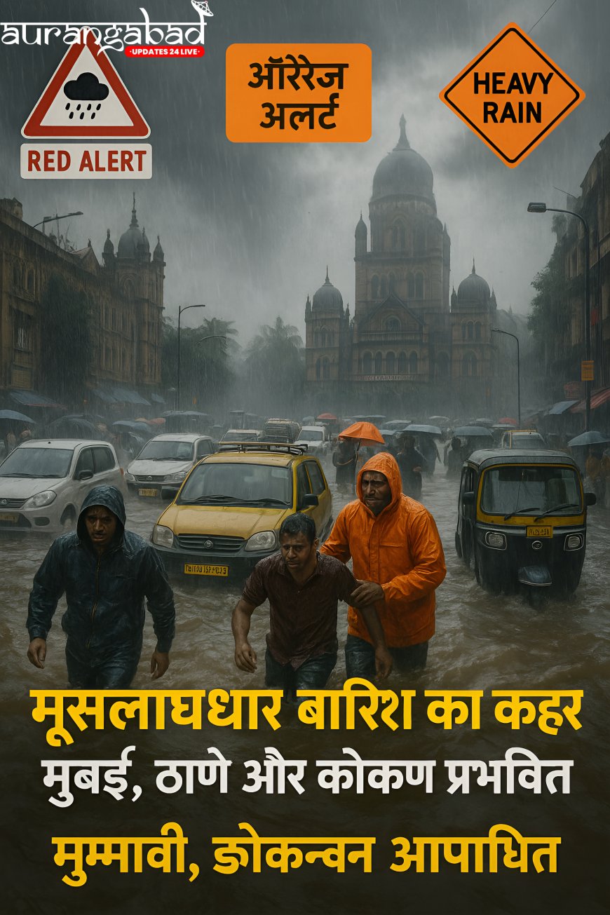 मुंबई, ठाणे और कोंकण में भारी बारिश: रेड अलर्ट जारी, जनजीवन अस्त-व्यस्त