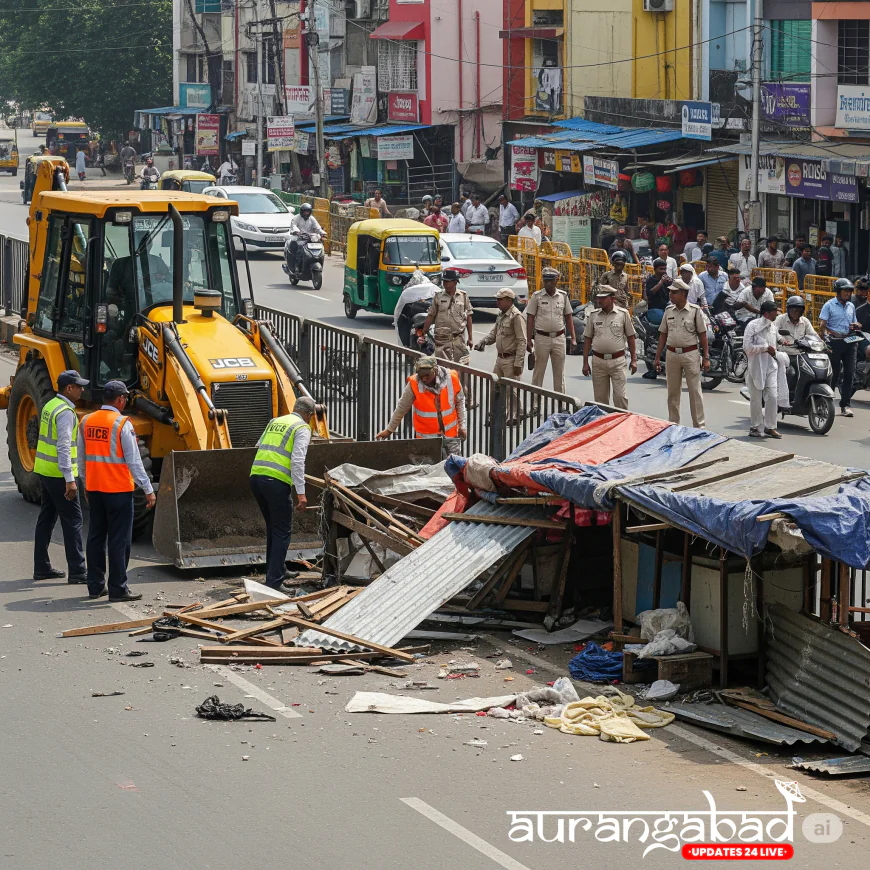 संभाजीनगर में चला 'अतिक्रमण हटाओ अभियान': नारेगांव में 170 से अधिक अवैध निर्माण ध्वस्त