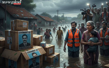 राहत सामग्री पर राजनीतिक पोस्टर से विवाद: शिंदे और सरनाईक पर लगे आरोप