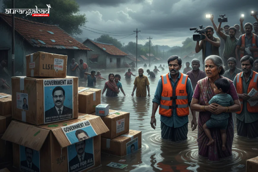 राहत सामग्री पर राजनीतिक पोस्टर से विवाद: शिंदे और सरनाईक पर लगे आरोप