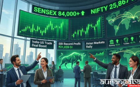 Stock Market Today: Sensex Reclaims 84k, Nifty Near 25,900 as India-US Trade Pact & SBI Results Fuel Rally