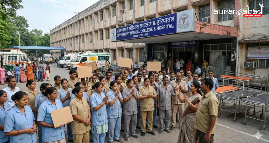 Sambhajinagar Crisis: GMCH Contract Staff Go on Strike Over 4 Months of Unpaid Salaries