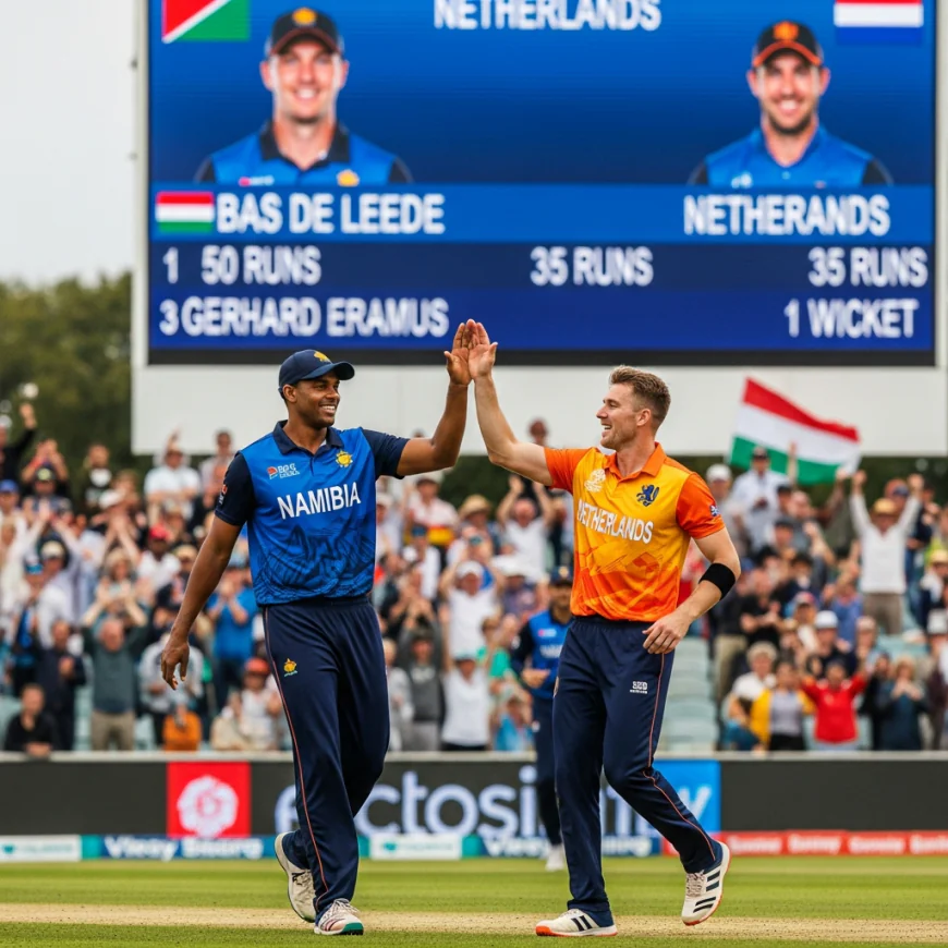 नामीबिया बनाम नीदरलैंड्स: स्कोरकार्ड, लीडे-इरास्मस का कमाल